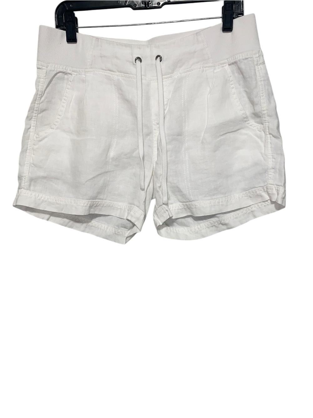 Athleta White Linen Shorts Size 10 Drawstring Pockets Lightweight Lounge Casual